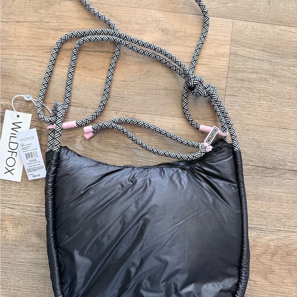 Wildfox Crossbody Puffer Black with Pink Accents